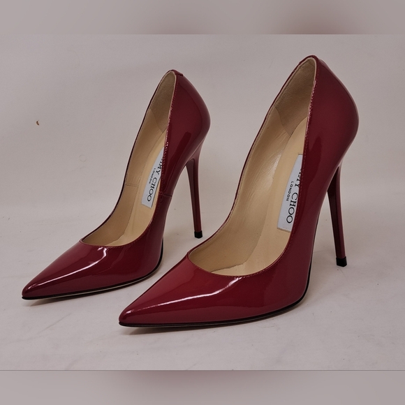 Jimmy Choo Women's Anouk Patent Red Leather Pumps 120 Italy Size 34 / 4US - Picture 15 of 16
